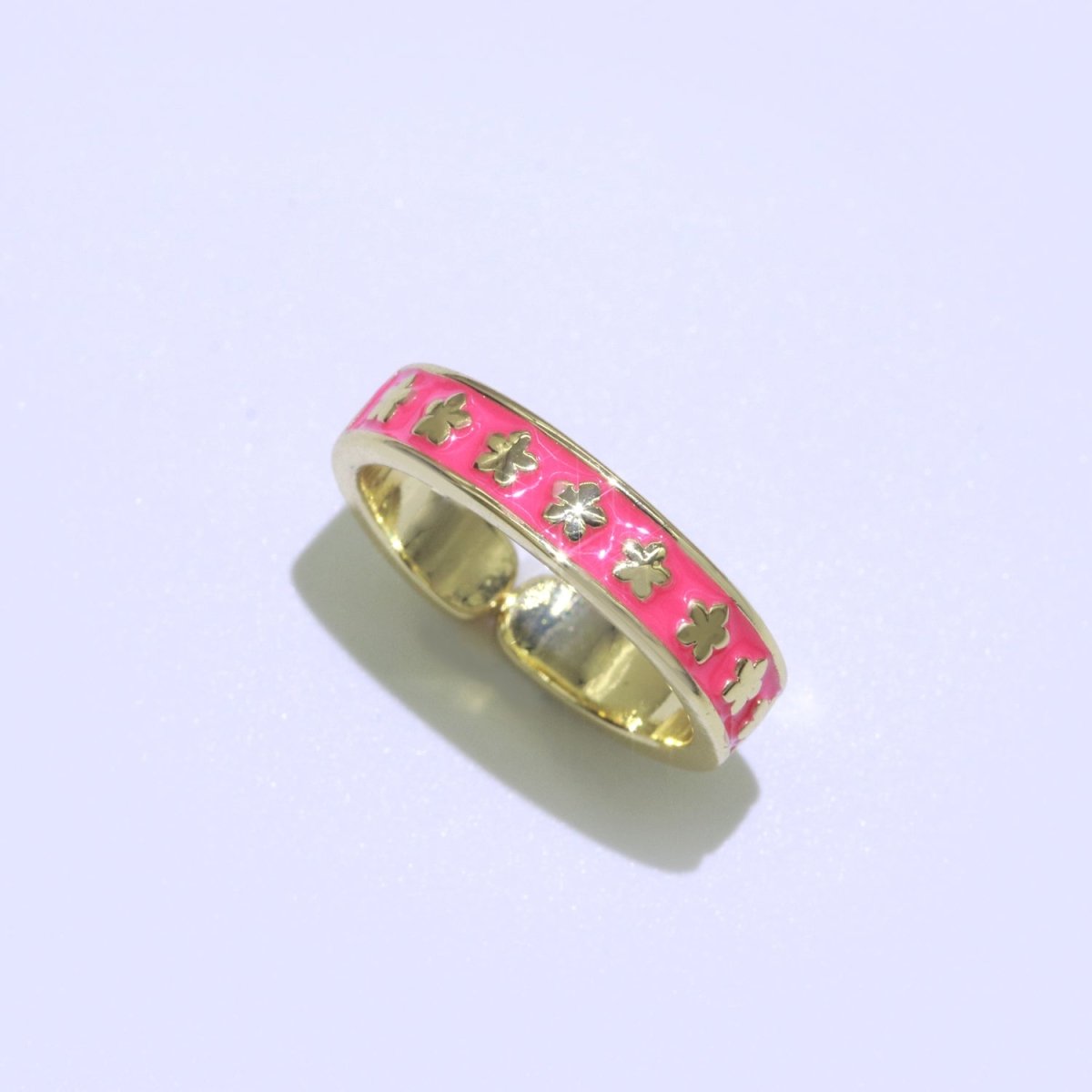 1x Dainty Colorful Enamel Ring Multicolor Enamel Band Star Ring Stacking Open Ring Adjustable Ring Yellow Teal Pink Green White Neon Ring O-387 ~ O-394 - DLUXCA