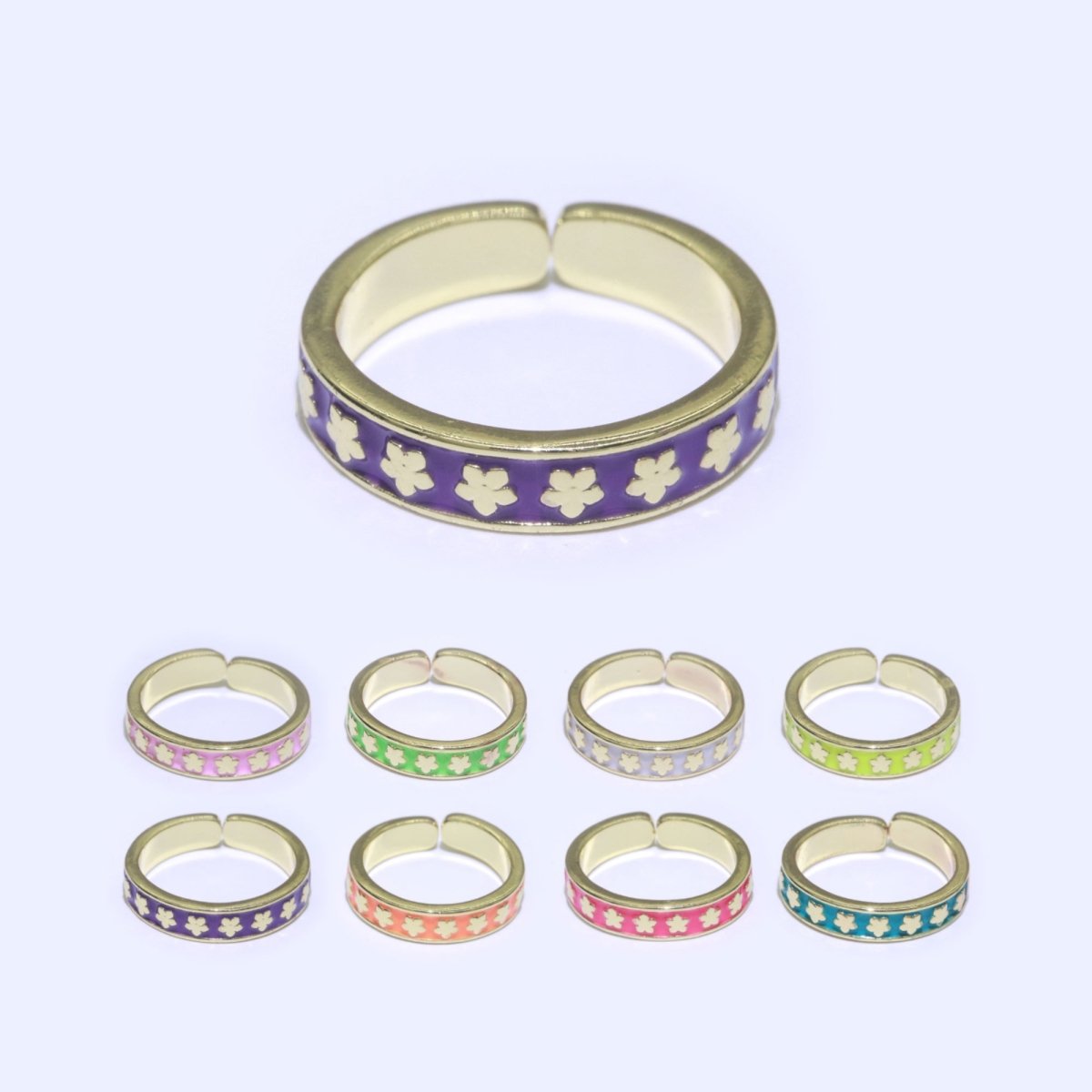 1x Dainty Colorful Enamel Ring Multicolor Enamel Band Star Ring Stacking Open Ring Adjustable Ring Yellow Teal Pink Green White Neon Ring O-387 ~ O-394 - DLUXCA