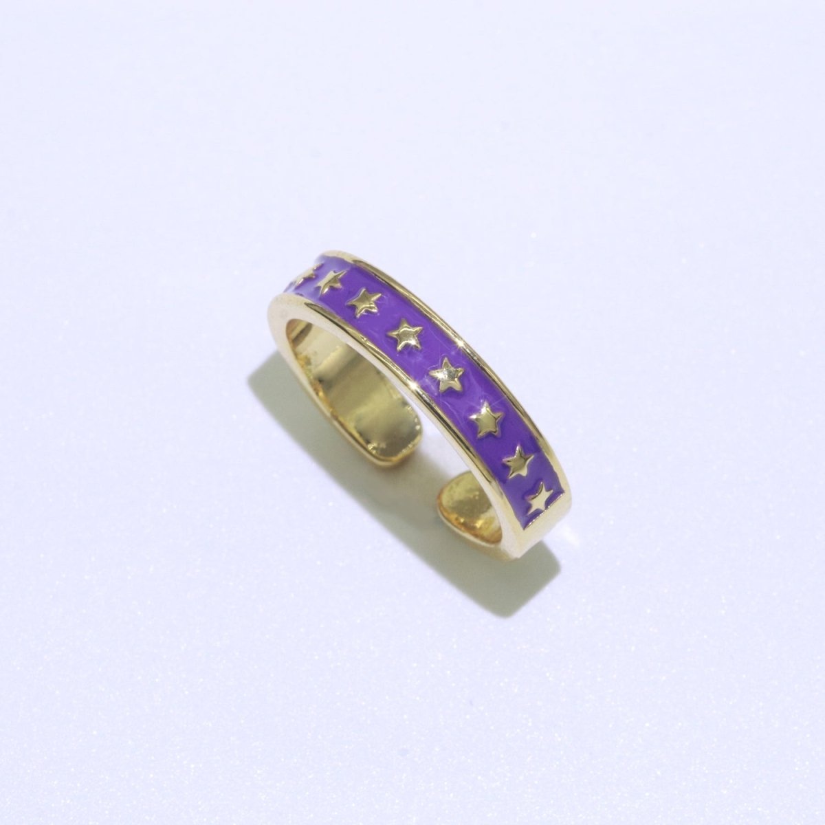 1x Dainty Colorful Enamel Ring Multicolor Star Band Spade Ring Stacking Open Ring Adjustable Ring Yellow Teal Pink Green White Neon Ring O-403 ~ O-410 - DLUXCA