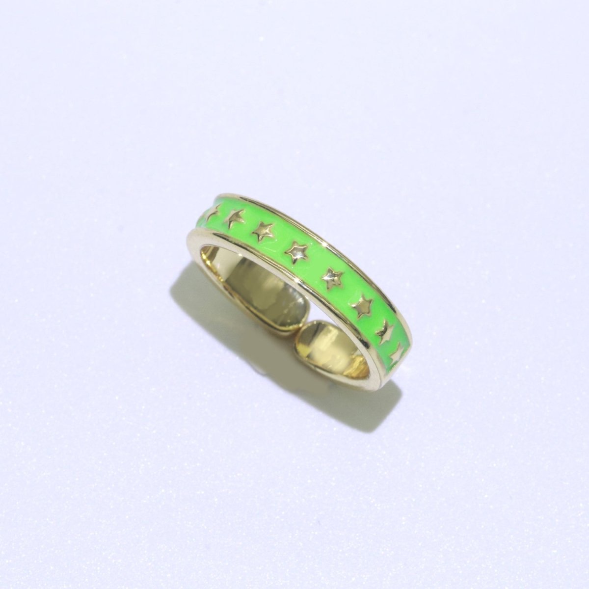 1x Dainty Colorful Enamel Ring Multicolor Star Band Spade Ring Stacking Open Ring Adjustable Ring Yellow Teal Pink Green White Neon Ring O-403 ~ O-410 - DLUXCA