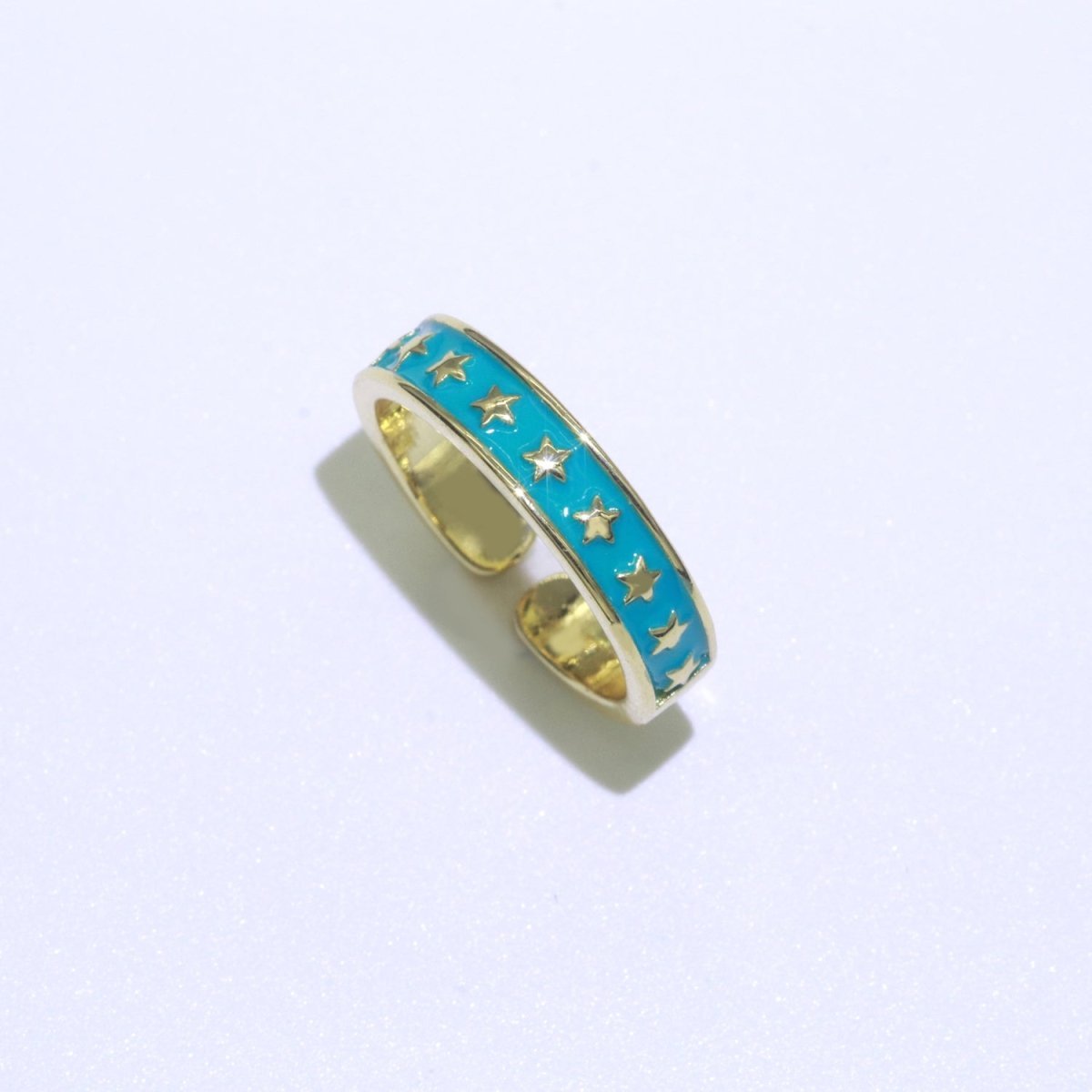 1x Dainty Colorful Enamel Ring Multicolor Star Band Spade Ring Stacking Open Ring Adjustable Ring Yellow Teal Pink Green White Neon Ring O-403 ~ O-410 - DLUXCA