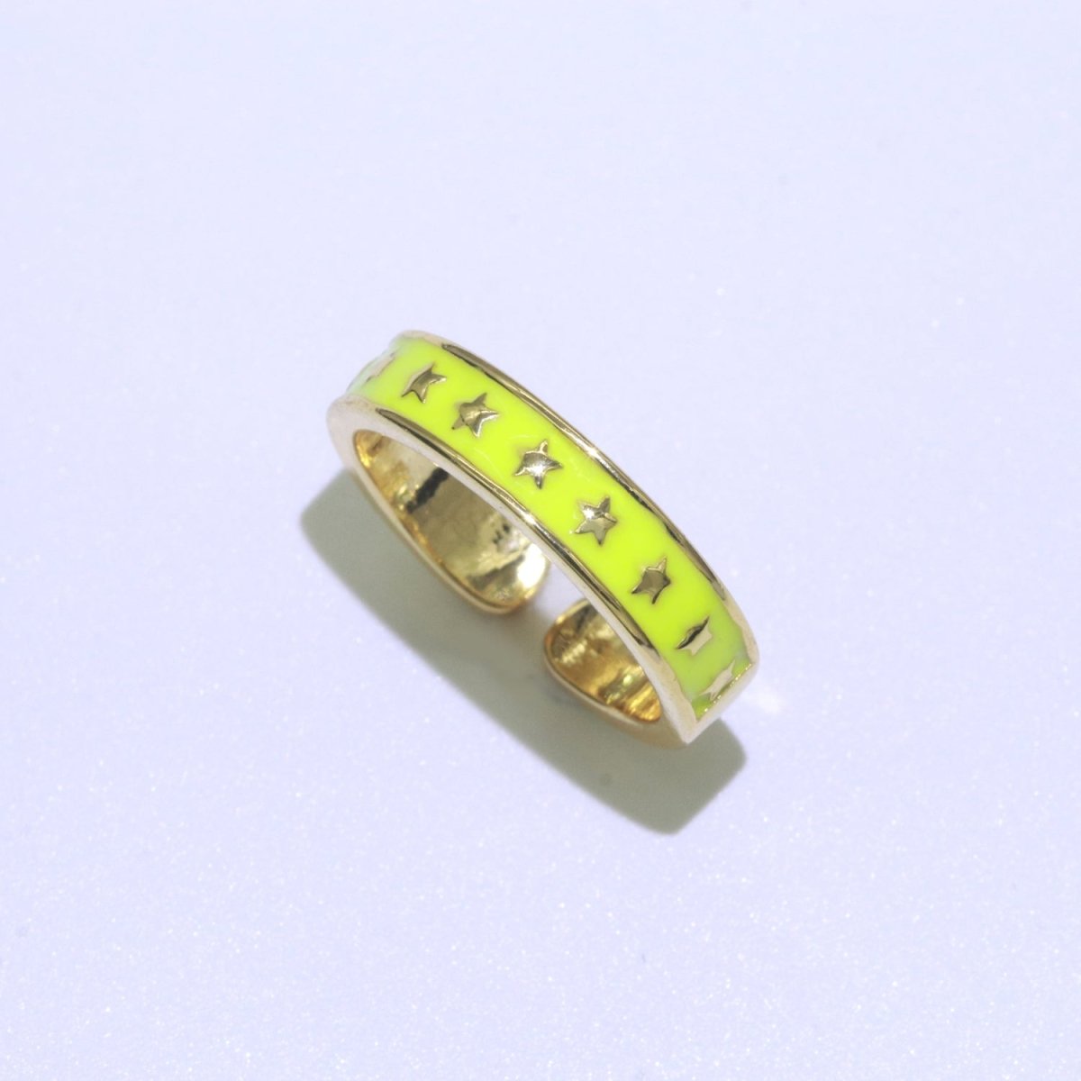1x Dainty Colorful Enamel Ring Multicolor Star Band Spade Ring Stacking Open Ring Adjustable Ring Yellow Teal Pink Green White Neon Ring O-403 ~ O-410 - DLUXCA