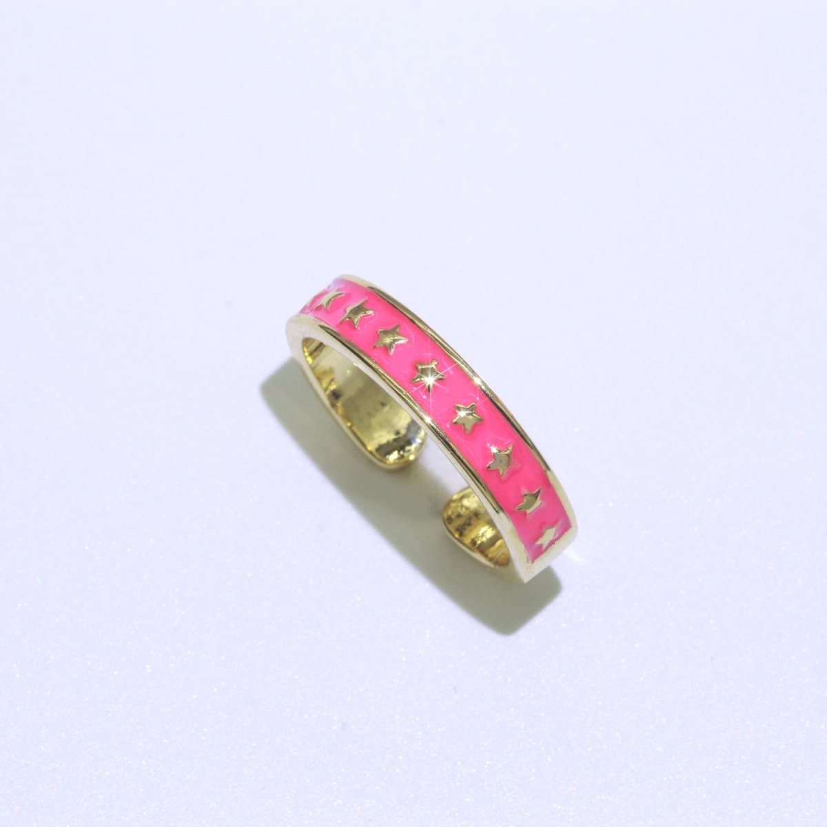 1x Dainty Colorful Enamel Ring Multicolor Star Band Spade Ring Stacking Open Ring Adjustable Ring Yellow Teal Pink Green White Neon Ring O-403 ~ O-410 - DLUXCA