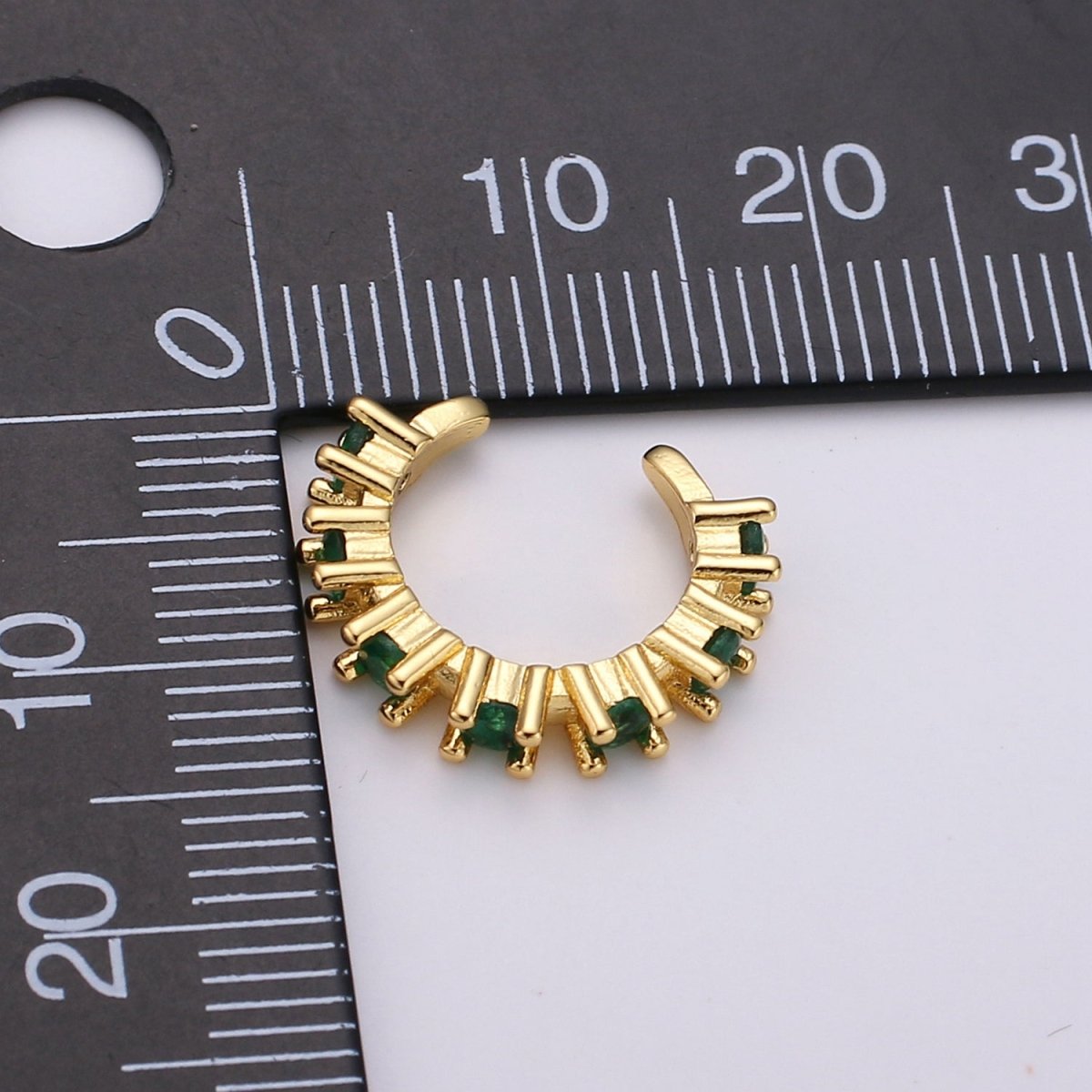 1x Dainty Gold ear cuff, Cubic ear cuff, Rainbow CZ gold ear cuff, Colorful ear cuff Non pierced ear cuff, Conch ear cuff, gold wrap earring | AI-105 - DLUXCA