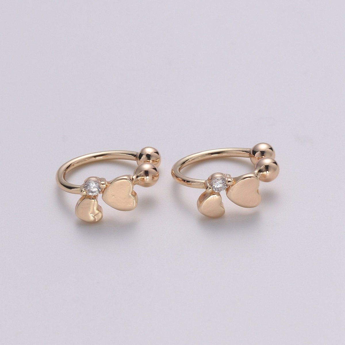 1x Dainty Heart Earcuff Gold Ear cuff cartilage earring no piercing, gold ear cuff, fake piercing, Love earcuff, Friendship ear cuff wrap, AI-093 - DLUXCA