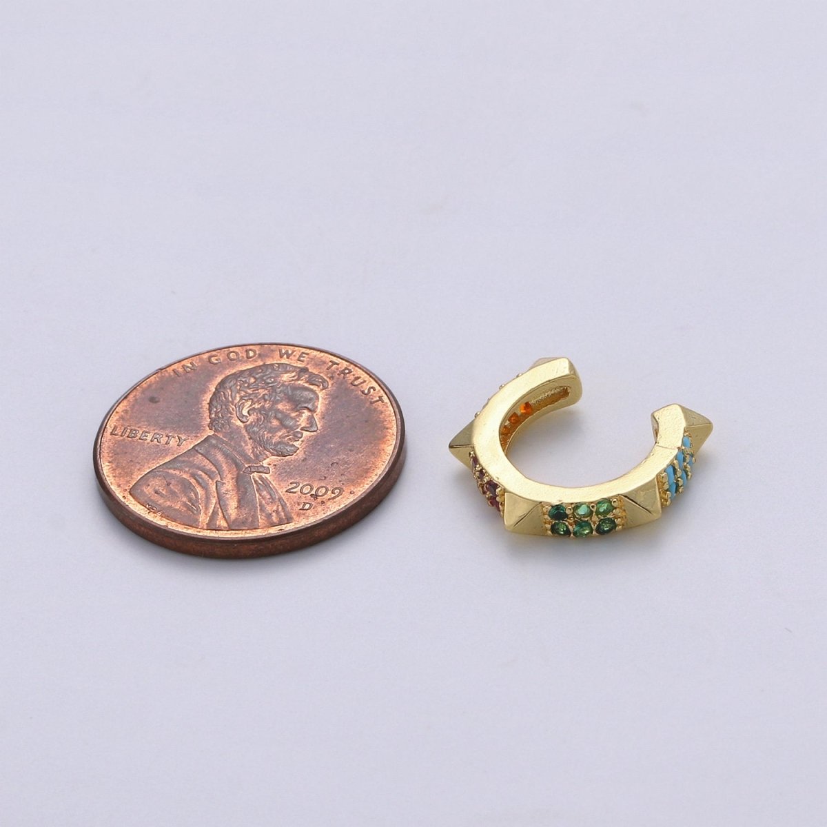 1x Dainty Pyramid Spikes Conch Ear Cuff Earrings Studded Gold Spike Earcuff Earring AI-104 - DLUXCA