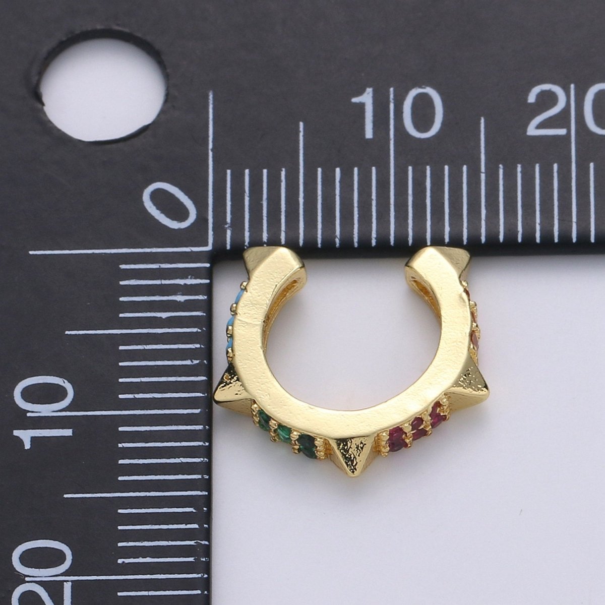 1x Dainty Pyramid Spikes Conch Ear Cuff Earrings Studded Gold Spike Earcuff Earring AI-104 - DLUXCA