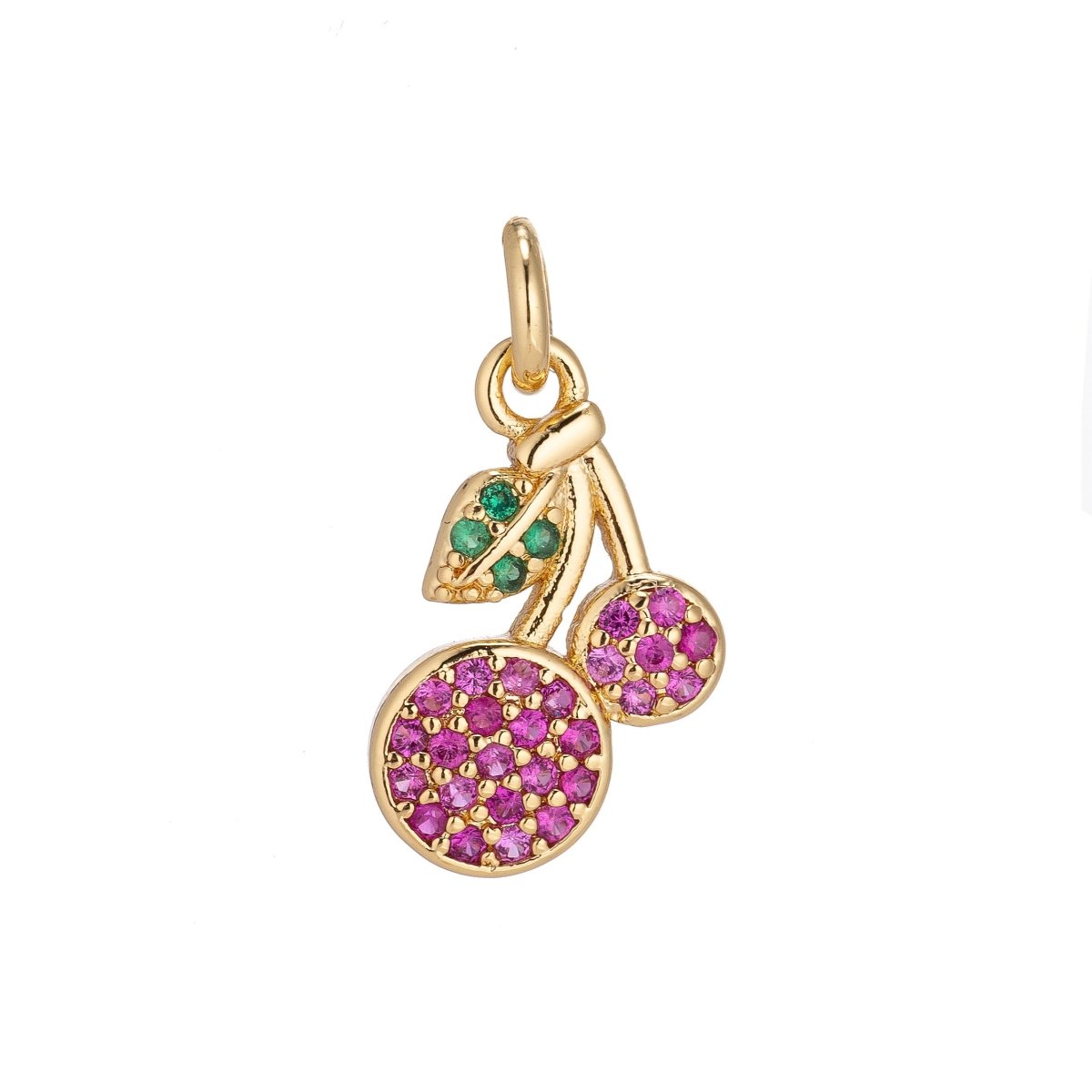 1x Dainty Tiny 18k Gold Filled Fruits Charm CZ micro Pave Necklace Pendant Earring Bracelet Strawberry Watermelon Banana Orange Cherry GrapeC-134~C-139 C-141 - DLUXCA