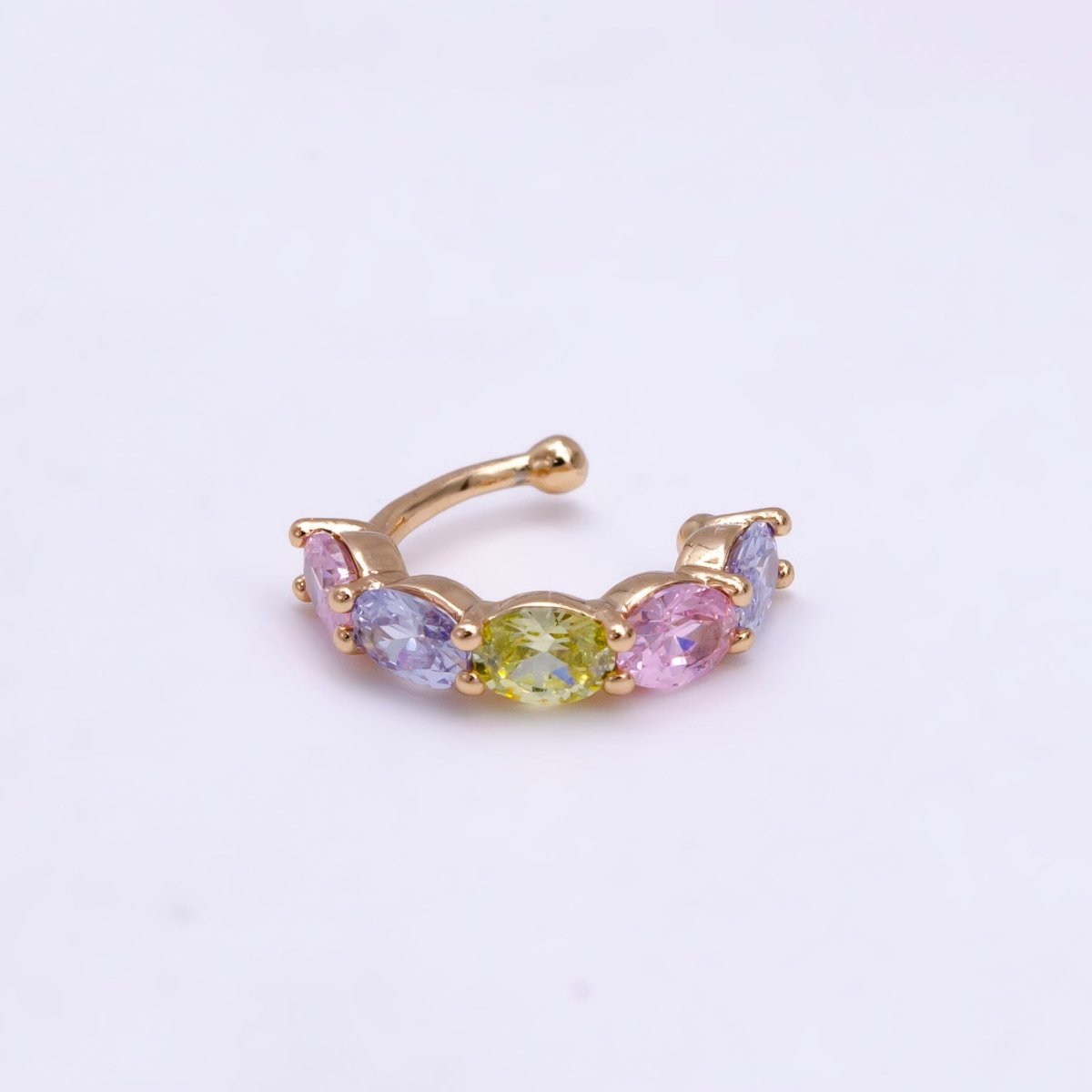 1x Ear cuff no piercing Gold with 8 Different Color cz, ear cuff, minimalist jewelry conch cuff AI-001~AI-008 - DLUXCA