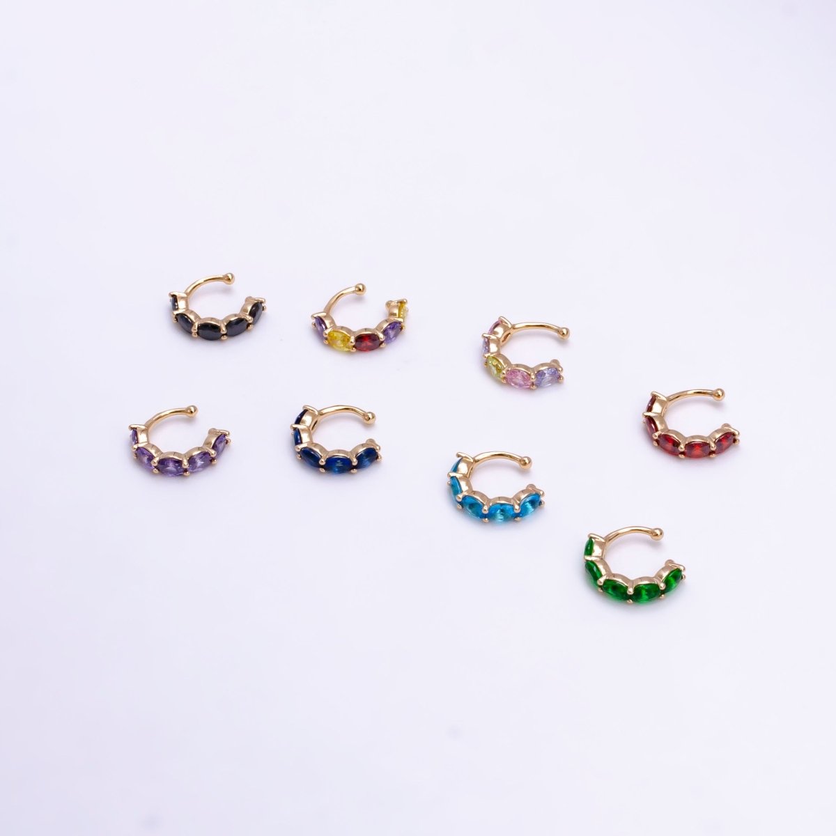 1x Ear cuff no piercing Gold with 8 Different Color cz, ear cuff, minimalist jewelry conch cuff AI-001~AI-008 - DLUXCA