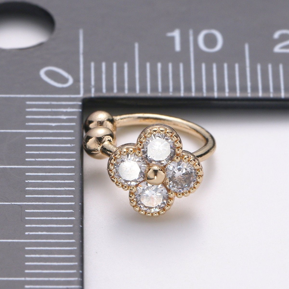 1x Gold Ear Cuff, Flower cuff, Micro Pavé Cubic zirconia, gold cuff, cz diamonds, no piercing cartilage earrings, Christmas gift for her AI-135 - DLUXCA