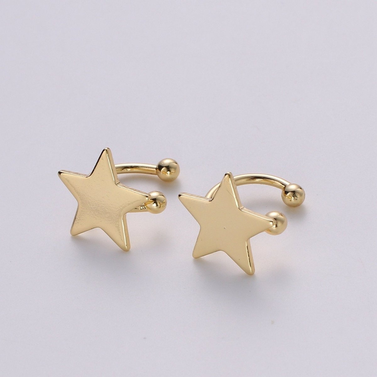 1x Gold Ear cuff, No piercing ear cuff, Fake piercing, Ear cuff, Helix no piercing hoop, Star ear cuff, Love earring, ear cuff, AI-138 - DLUXCA