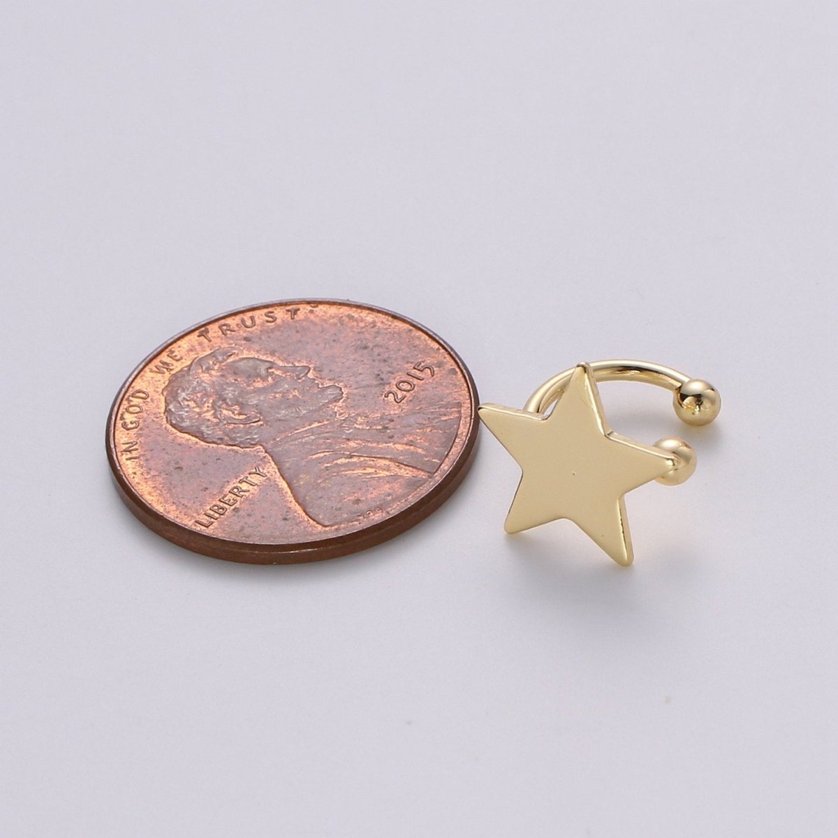 1x Gold Ear cuff, No piercing ear cuff, Fake piercing, Ear cuff, Helix no piercing hoop, Star ear cuff, Love earring, ear cuff, AI-138 - DLUXCA