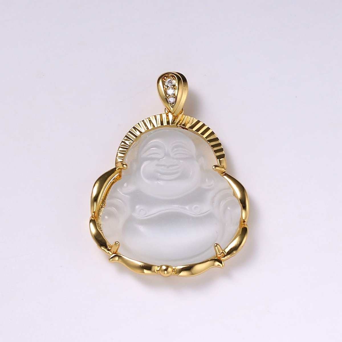 1x Gold Laughing Buddha Pendant Crystal Quartz Thai Buddha Charm Necklace in 14k Gold Filled Pendant for Statement Necklace O-203 ~ O-210 O-226 ~ O-232 - DLUXCA