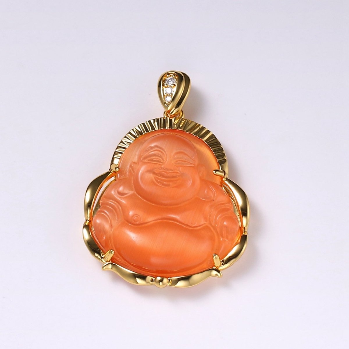 1x Gold Laughing Buddha Pendant Crystal Quartz Thai Buddha Charm Necklace in 14k Gold Filled Pendant for Statement Necklace O-203 ~ O-210 O-226 ~ O-232 - DLUXCA