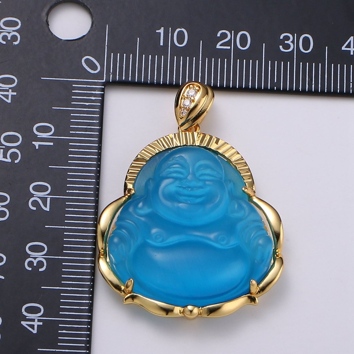 1x Gold Laughing Buddha Pendant Crystal Quartz Thai Buddha Charm Necklace in 14k Gold Filled Pendant for Statement Necklace O-203 ~ O-210 O-226 ~ O-232 - DLUXCA