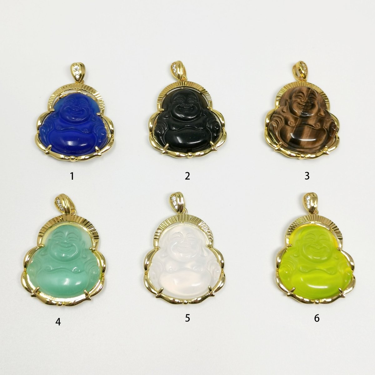 1x Gold Laughing Buddha Pendant Crystal Quartz Thai Buddha Charm Necklace in 14k Gold Filled Pendant for Statement Necklace O-203 ~ O-210 O-226 ~ O-232 - DLUXCA