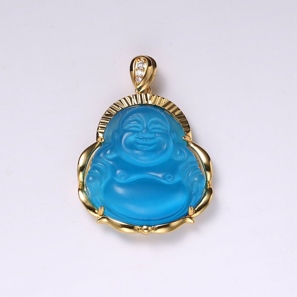 1x Gold Laughing Buddha Pendant Crystal Quartz Thai Buddha Charm Necklace in 14k Gold Filled Pendant for Statement Necklace O-203 ~ O-210 O-226 ~ O-232 - DLUXCA
