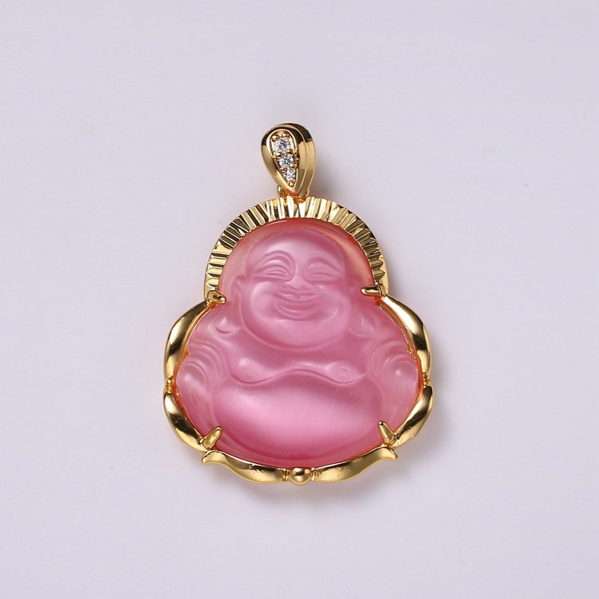 1x Gold Laughing Buddha Pendant Crystal Quartz Thai Buddha Charm Necklace in 14k Gold Filled Pendant for Statement Necklace O-203 ~ O-210 O-226 ~ O-232 - DLUXCA