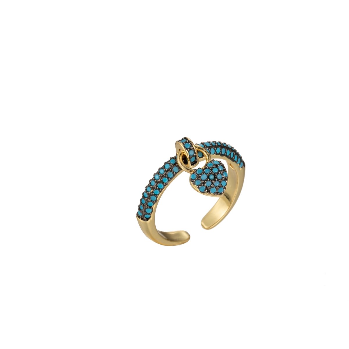 1x Heart dangle ring - tiny heart ring - cz heart - love ring - zircon charm - Anniversary Birthday Wedding Bridal Shower Promise Ring Valentine Gift O-343 ~ O-348 - DLUXCA