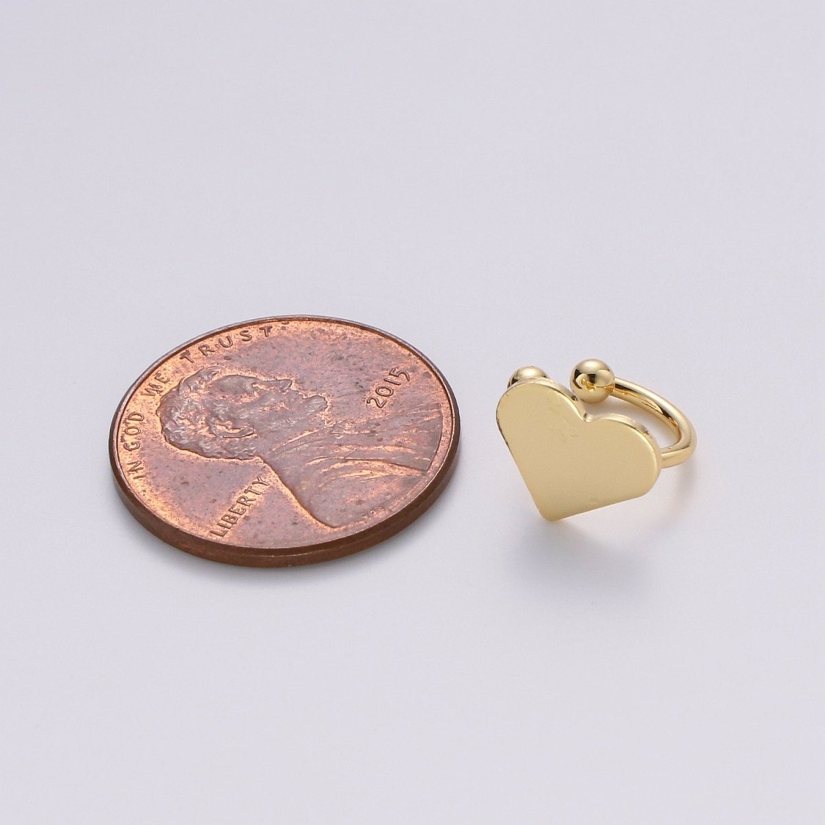 1x Left Gold Ear cuff, No piercing ear cuff, Fake piercing, Ear cuff, Helix no piercing hoop, heart ear cuff, Love earring, ear cuff, AI-137 - DLUXCA