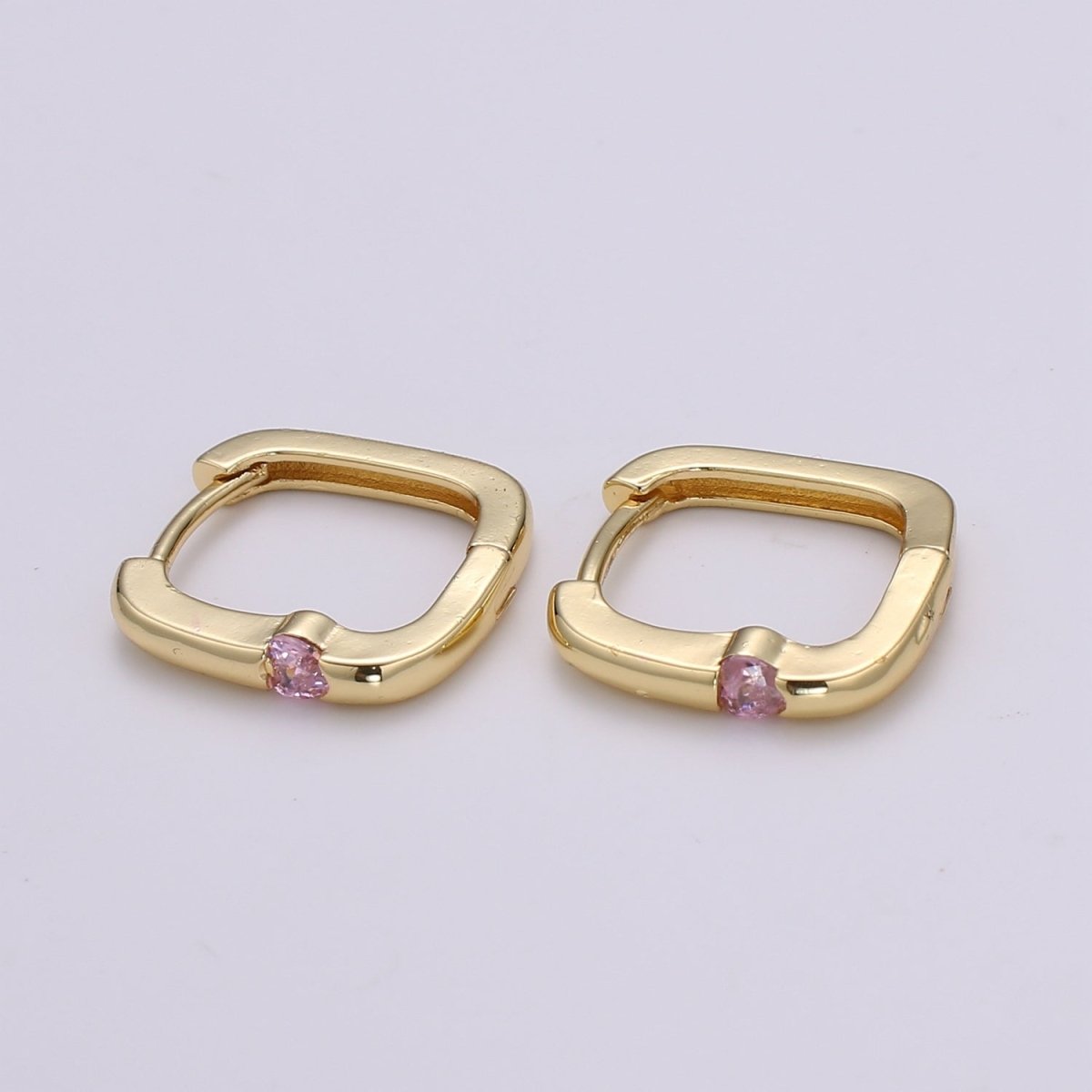 1x Square Hoop Earring with Cz , U-Shape Gold Hoops, 14k Gold Filled Huggie Earrings, Geometric Huggies, Oval Hoop earrings, Mini hoops. Q-505 - Q-510 - DLUXCA