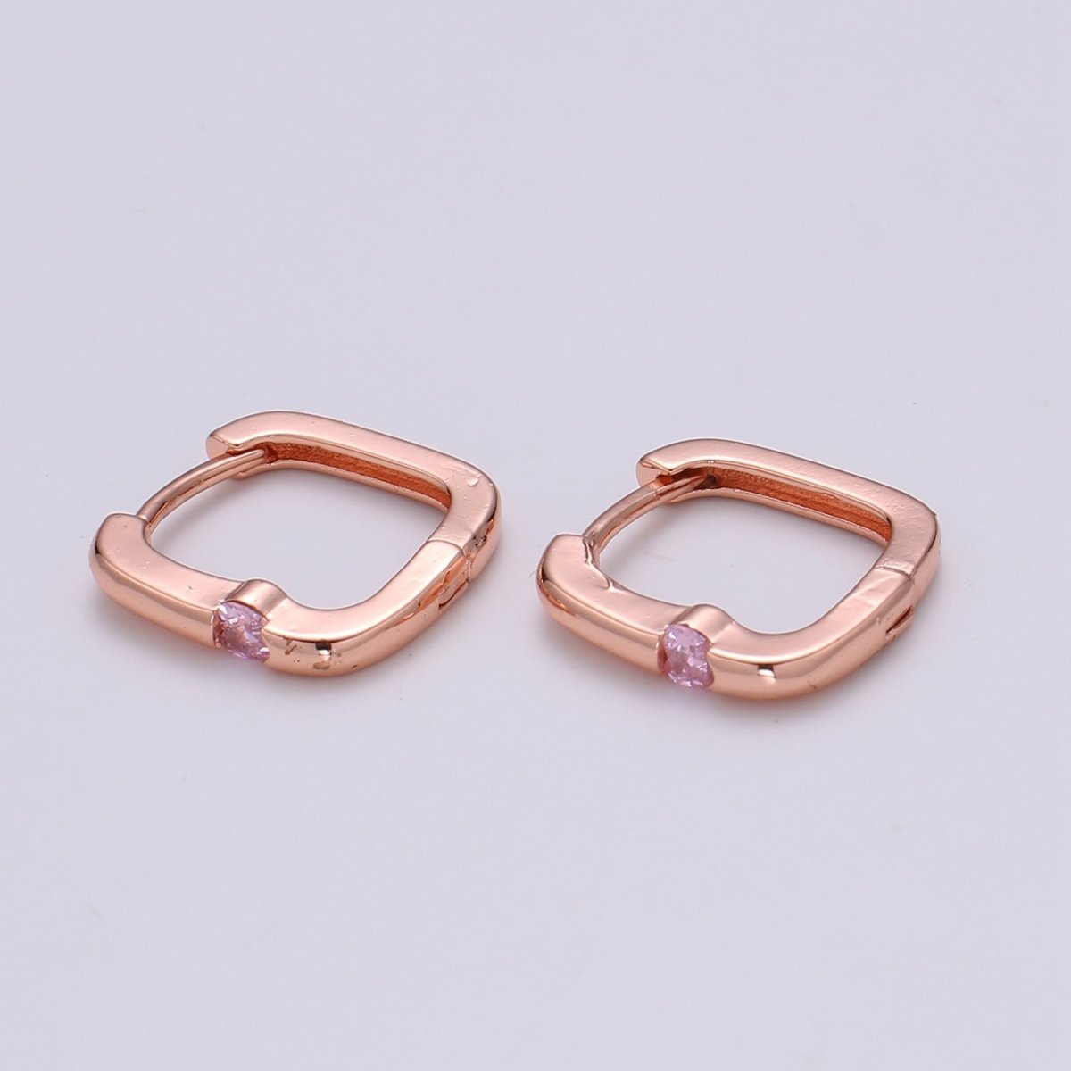 1x Square Hoop Earring with Cz , U-Shape Gold Hoops, 14k Gold Filled Huggie Earrings, Geometric Huggies, Oval Hoop earrings, Mini hoops. Q-505 - Q-510 - DLUXCA