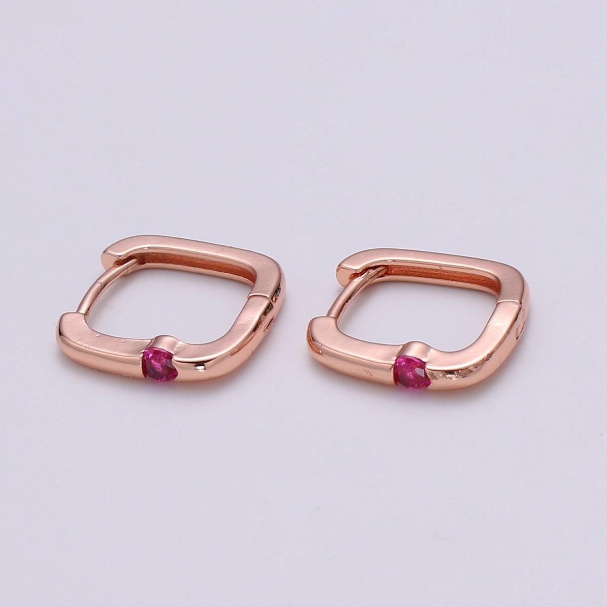 1x Square Hoop Earring with Cz , U-Shape Gold Hoops, 14k Gold Filled Huggie Earrings, Geometric Huggies, Oval Hoop earrings, Mini hoops. Q-505 - Q-510 - DLUXCA