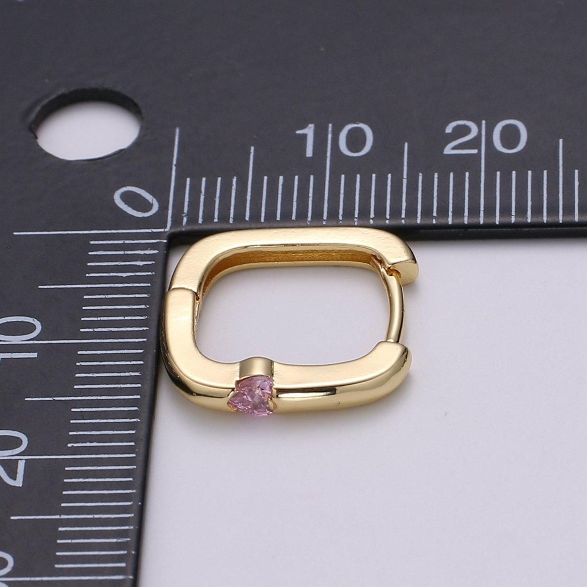 1x Square Hoop Earring with Cz , U-Shape Gold Hoops, 14k Gold Filled Huggie Earrings, Geometric Huggies, Oval Hoop earrings, Mini hoops. Q-505 - Q-510 - DLUXCA