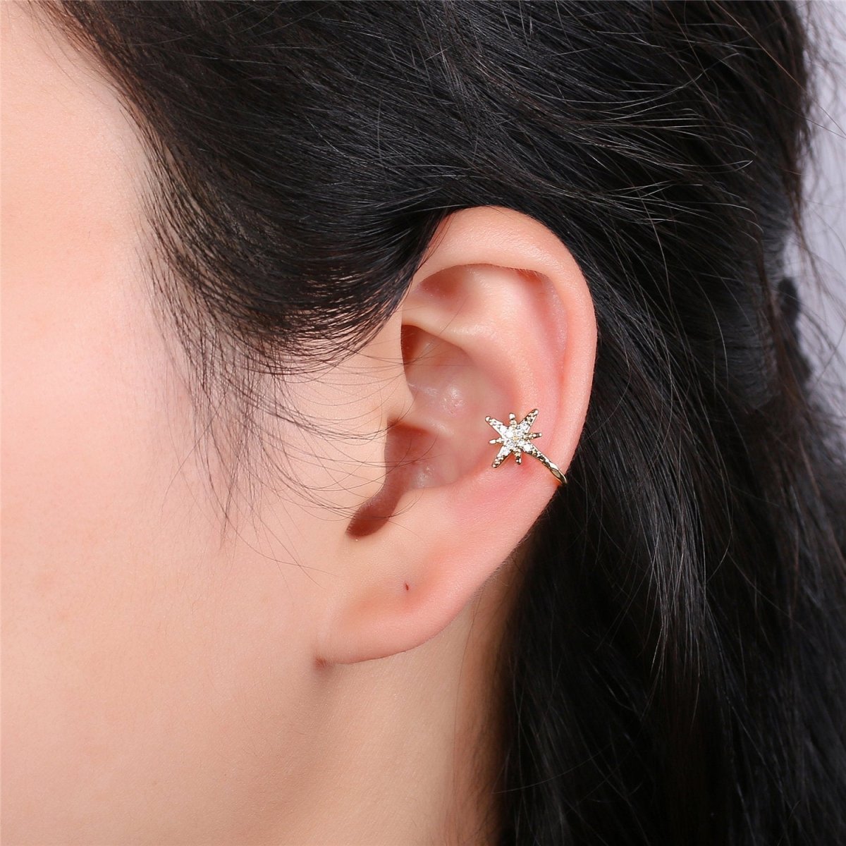 1x Star Gold Filled Earring Simple Ear Cuff, delicate ear cuff, ear cuff no piercing, gold ear cuff, ear cuff, gold ear cuff AI-132 - DLUXCA
