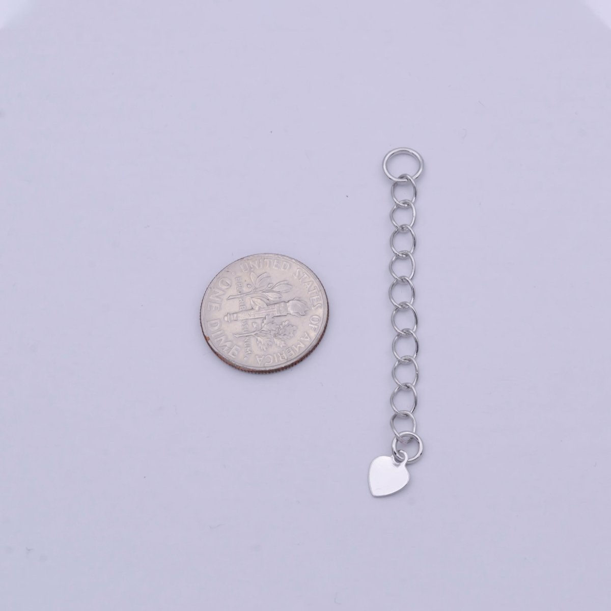 2 Inch Silver Heart Charm Extender Supply | K-115 - DLUXCA