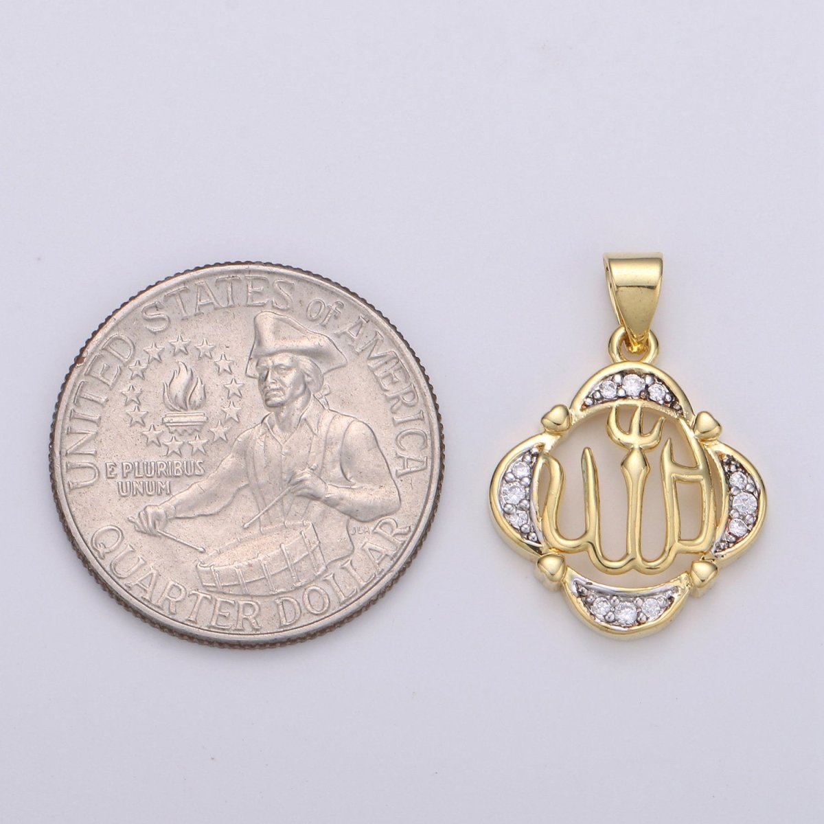 2 Tone Color Pendant in 24k Gold Filled Jewelry Allah Pendant Micro Pave Calligraphy Pendant Necklace for Muslim Islam Religious Jewelry I-857 - DLUXCA