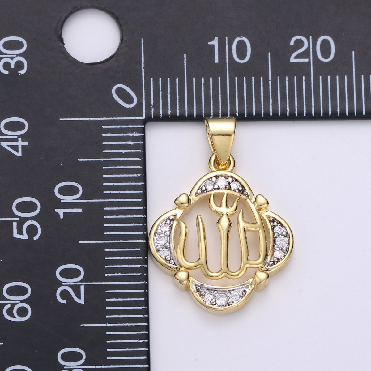 2 Tone Color Pendant in 24k Gold Jewelry Allah Pendant Micro Pave Calligraphy Pendant Necklace for Muslim Islam Religious Jewelry H-878 H-879 - DLUXCA