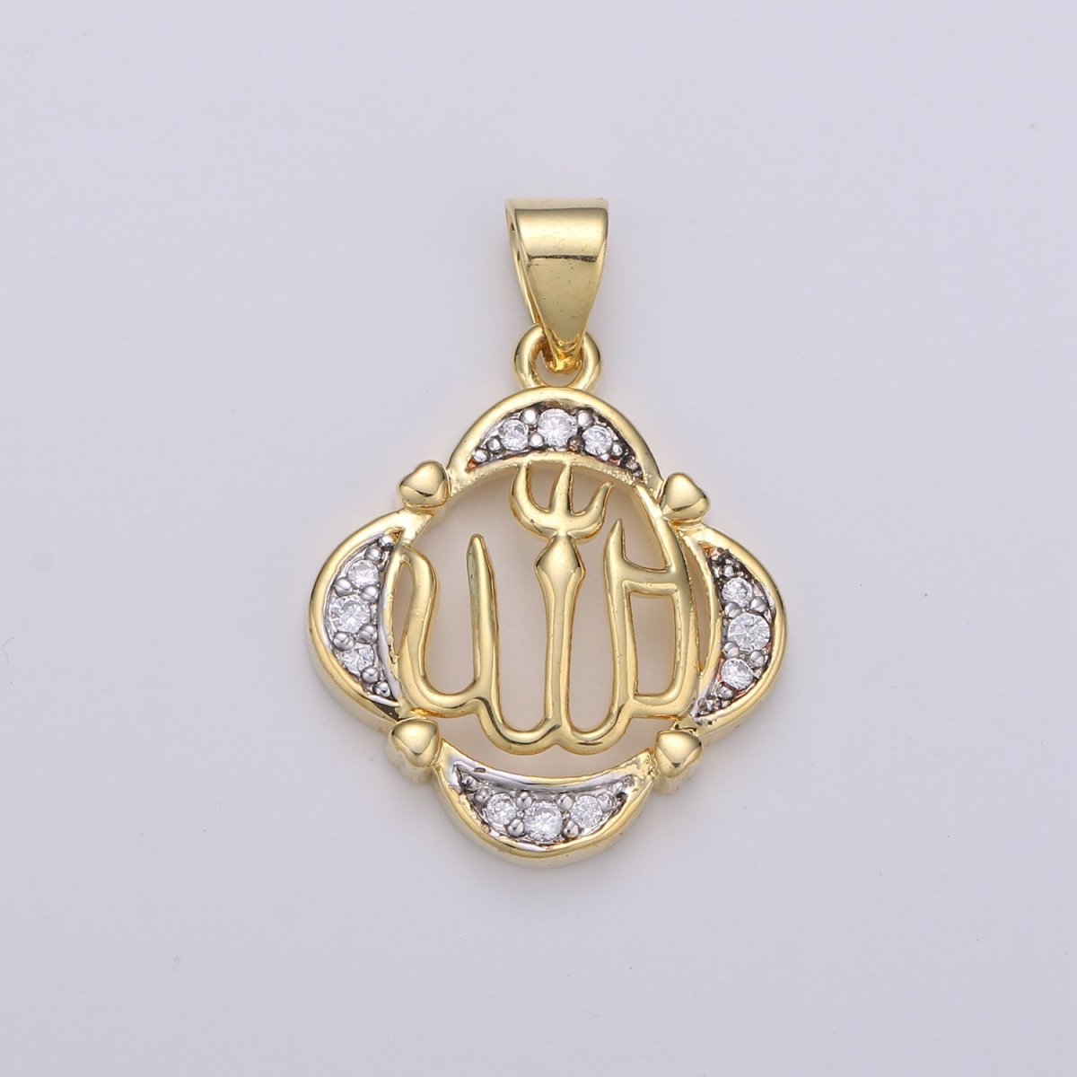 2 Tone Color Pendant in 24k Gold Jewelry Allah Pendant Micro Pave Calligraphy Pendant Necklace for Muslim Islam Religious Jewelry H-878 H-879 - DLUXCA