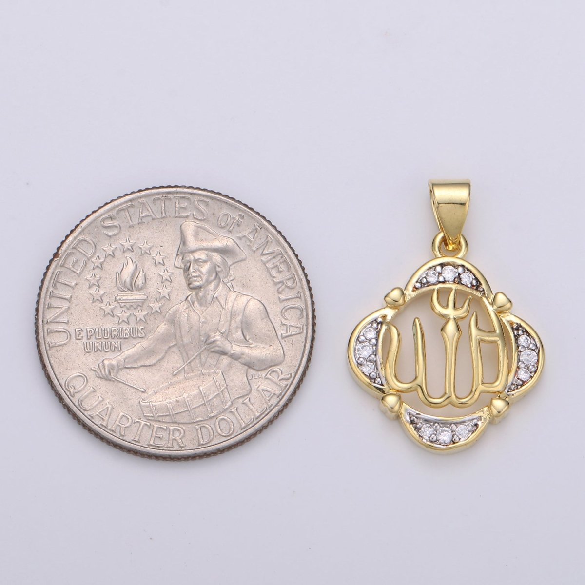 2 Tone Color Pendant in 24k Gold Jewelry Allah Pendant Micro Pave Calligraphy Pendant Necklace for Muslim Islam Religious Jewelry H-878 H-879 - DLUXCA