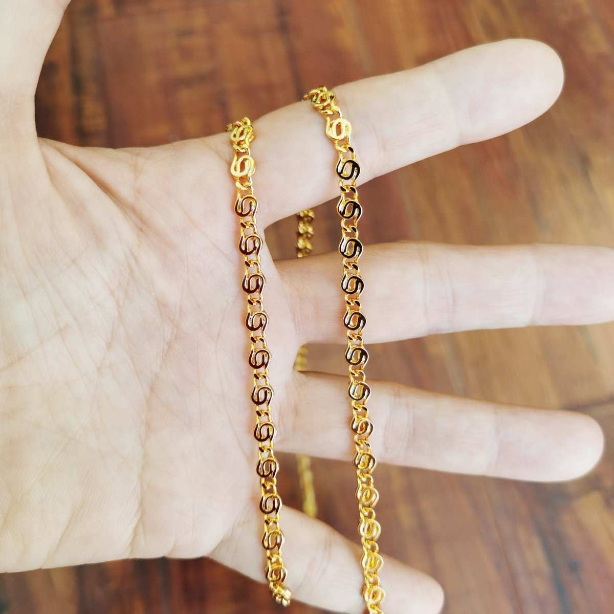 20" inches Yellow Gold Filled Designed Scroll Chain, 5mm Width, 24K Gold Filled Designed Chain Finding, Designed Necklace w/ Lobster Clasps | CN-755 Clearance Pricing - DLUXCA