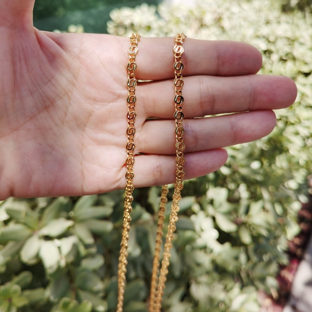 20" inches Yellow Gold Filled Designed Scroll Chain, 5mm Width, 24K Gold Filled Designed Chain Finding, Designed Necklace w/ Lobster Clasps | CN-755 Clearance Pricing - DLUXCA