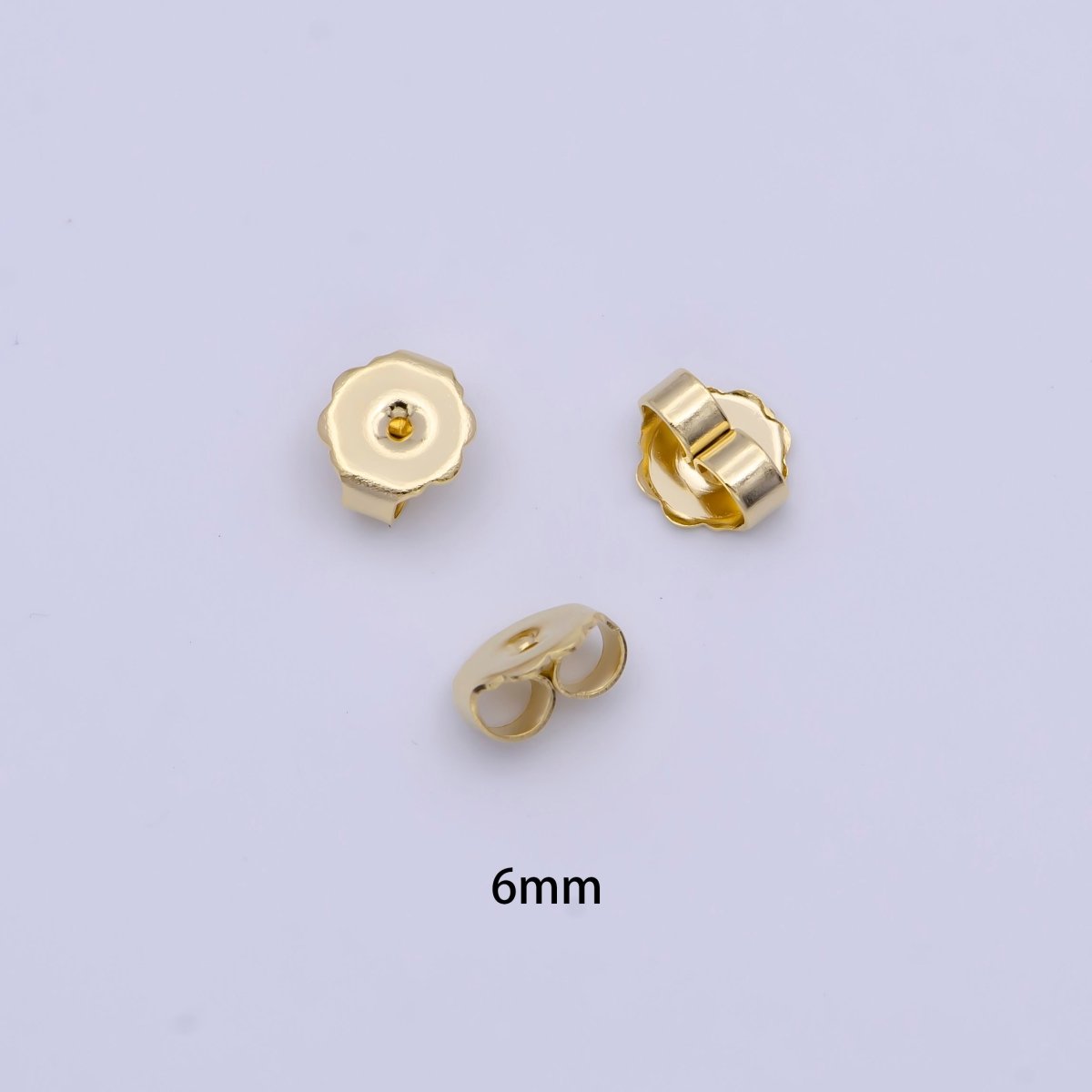 20 Pieces 6mm Gold Rounded Butterfly Earring Backings Jewelry Making Supply | SP-1559 - DLUXCA