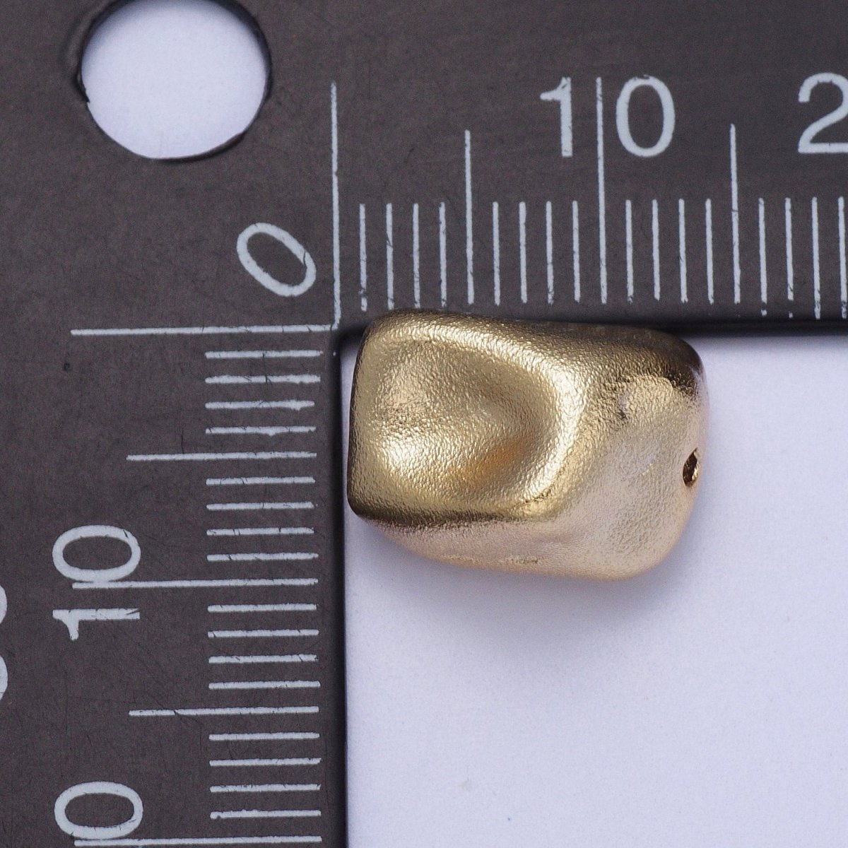 20 Pieces Dented Rectangular Gold Matte Geometric Bead | B-467 - DLUXCA