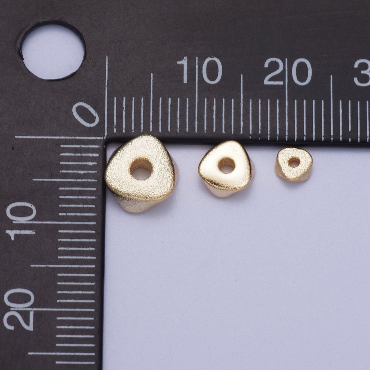 20 Pieces Matte Gold 8mm, 6mm, 4mm Triangle Geometric Beads | B-273 B-308 B-309 - DLUXCA