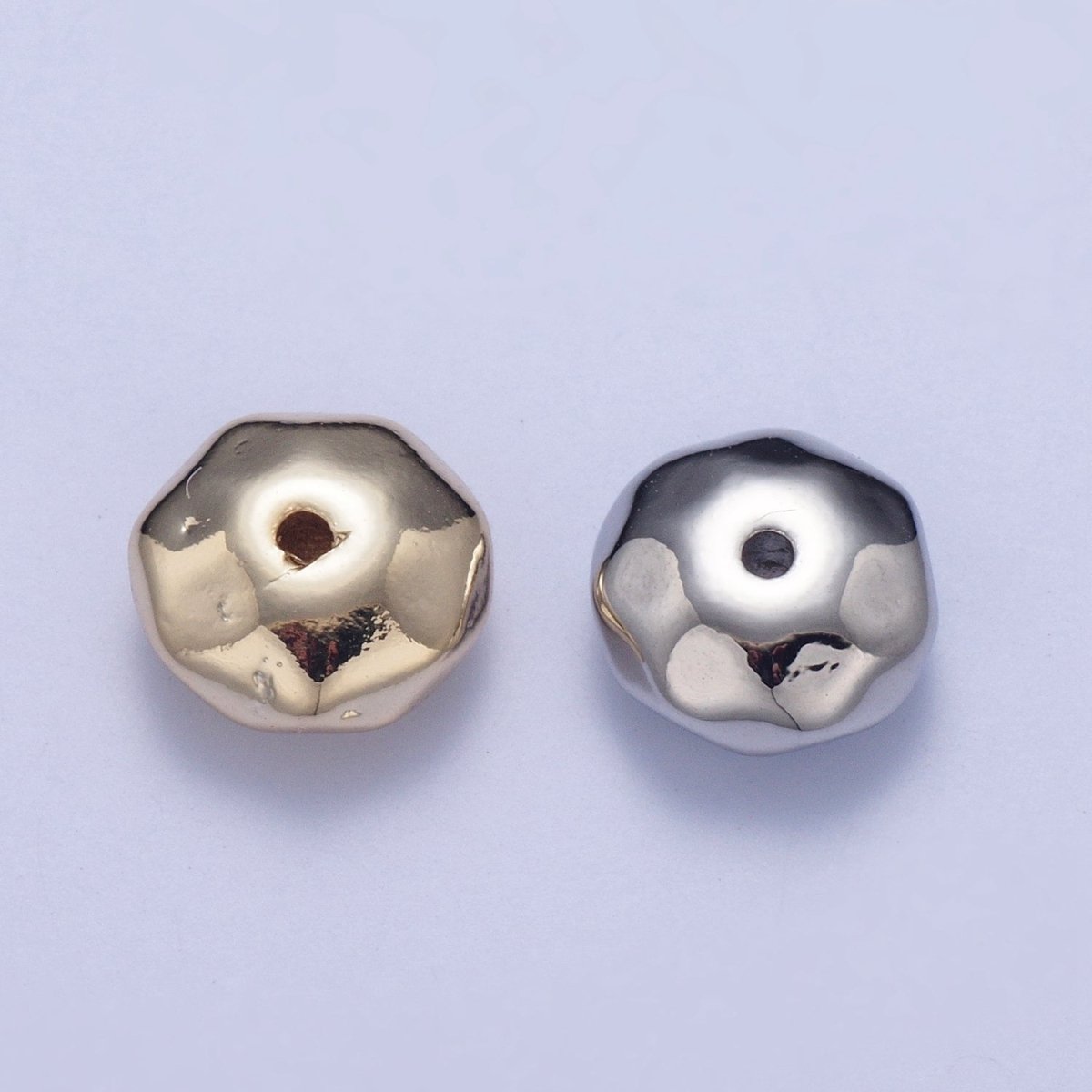 20 Pieces Pack 8mm Round Dented Geometric Spacer Bead Jewelry Making in Gold & Silver | W-930 W-931 - DLUXCA