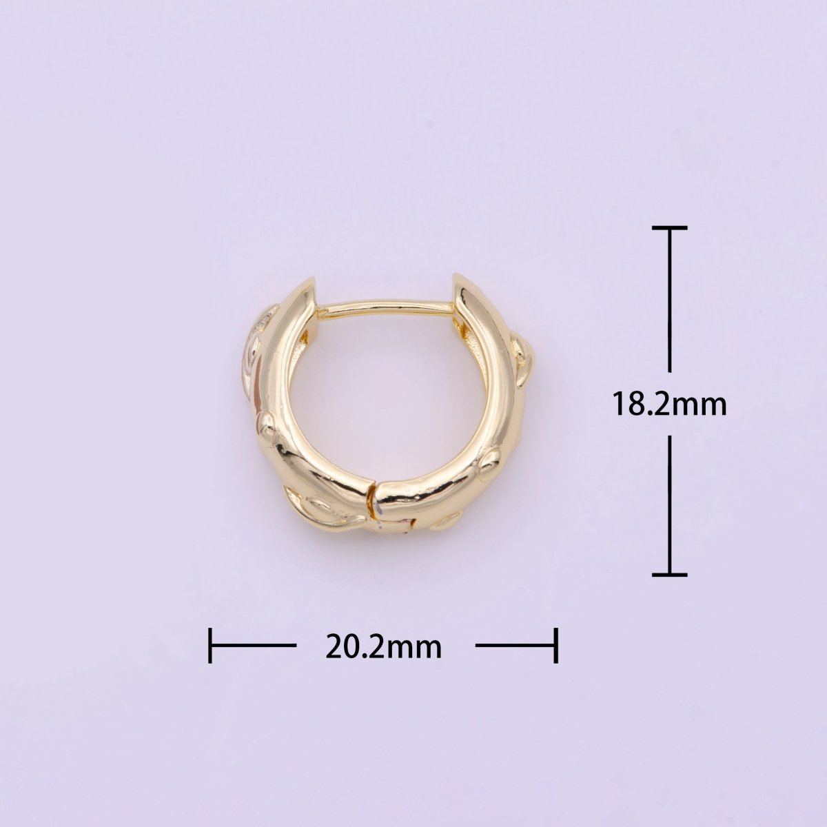 20mm Bead Dotted Textured Gold Huggie Hoops Earrings | Y-159 - DLUXCA