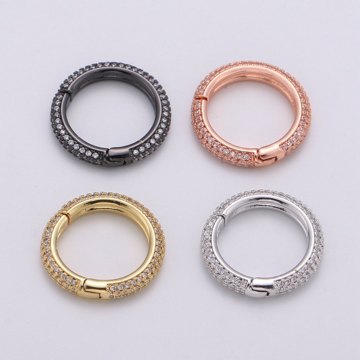 20mm Gold Micro Pave Spring Buckle Metal Snap Clasp Spring gate ring, Trigger Round Ring, Push Snap Hook for Jewelry Fashion Supply K-904 - K-907 - DLUXCA