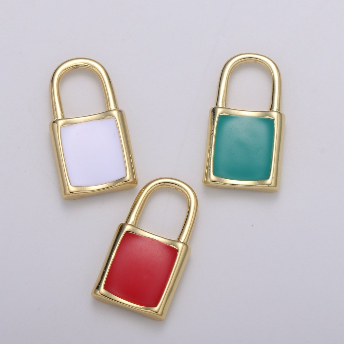 20x10.5mm 14K Gold Filled Padlock Pendants , Enamel Padlock Pendants , Padlock Necklace Charm, DIY Jewelry Supply Bracelet Necklace Findings K-089 - K-091 - DLUXCA