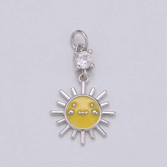 20X11mm 14k Gold filled Sun, Sunny Yellow Enamel Pendant, Dainty Gold Sun Ray Charms, Kids Charm, Bracelet Necklace Earring CharmC-511 - DLUXCA