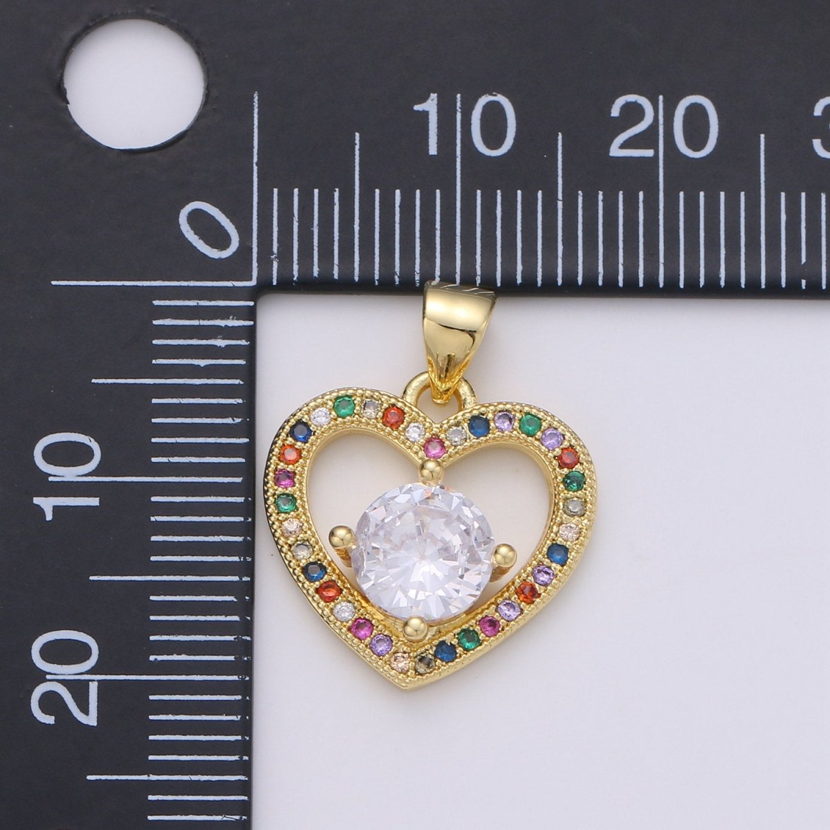 20X16mm 24k Gold Filled Heart Charms, Love Pendant, Dainty Multi Color Cz Heart Charm for Minimalist Bracelet Earring Necklace supply I-911 - DLUXCA