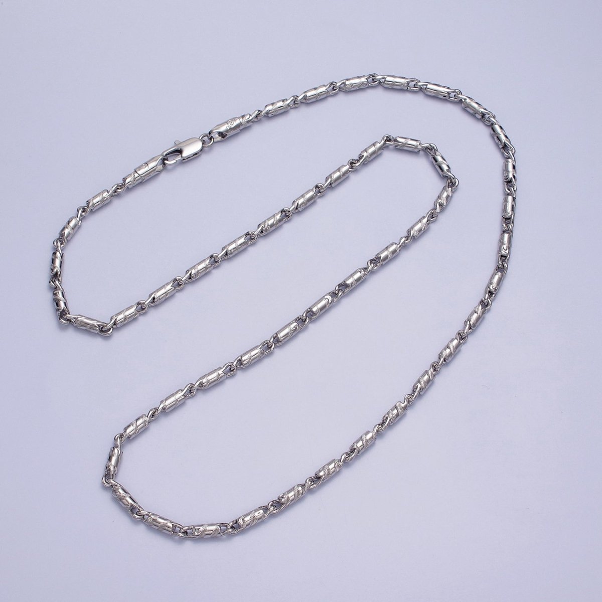 21.75 Inch Tube Chain Silver Dainty Tube Cable Link Necklace Ready to Wear for Jewelry Making w/ Clasp for Jewelry Making Supply | WA-1607 Clearance Pricing - DLUXCA