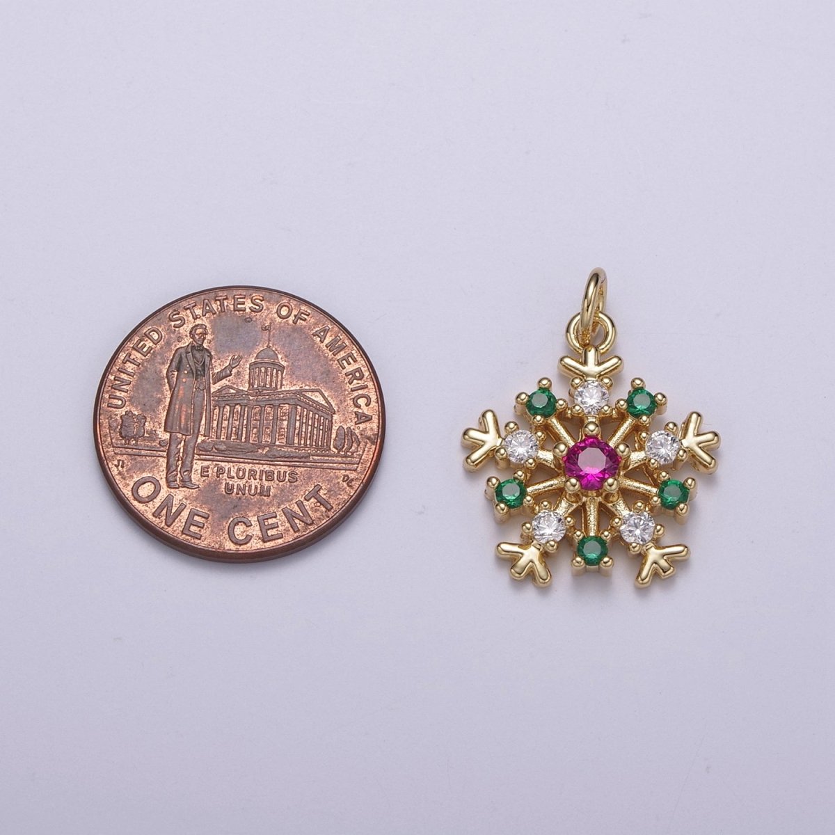 22.6x16.7mm Gold Filled Snowflake Pendant, Silver Charms , Micro Pave Snowflake , Cz Jewelry, Cubic Zirconia Winter Snow CharmC-304 C-305 - DLUXCA