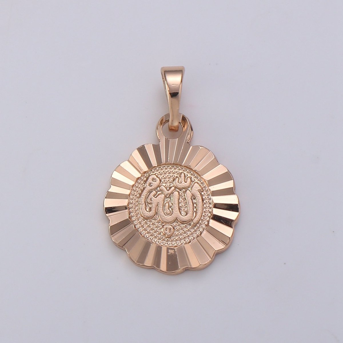 22x14mm Wholesale 18K Gold-Filled Rose Gold Arabic Text Medallion Pendant, Allah Moslem God Pendant for Necklace Bracelet Anklet Making J-179 - DLUXCA