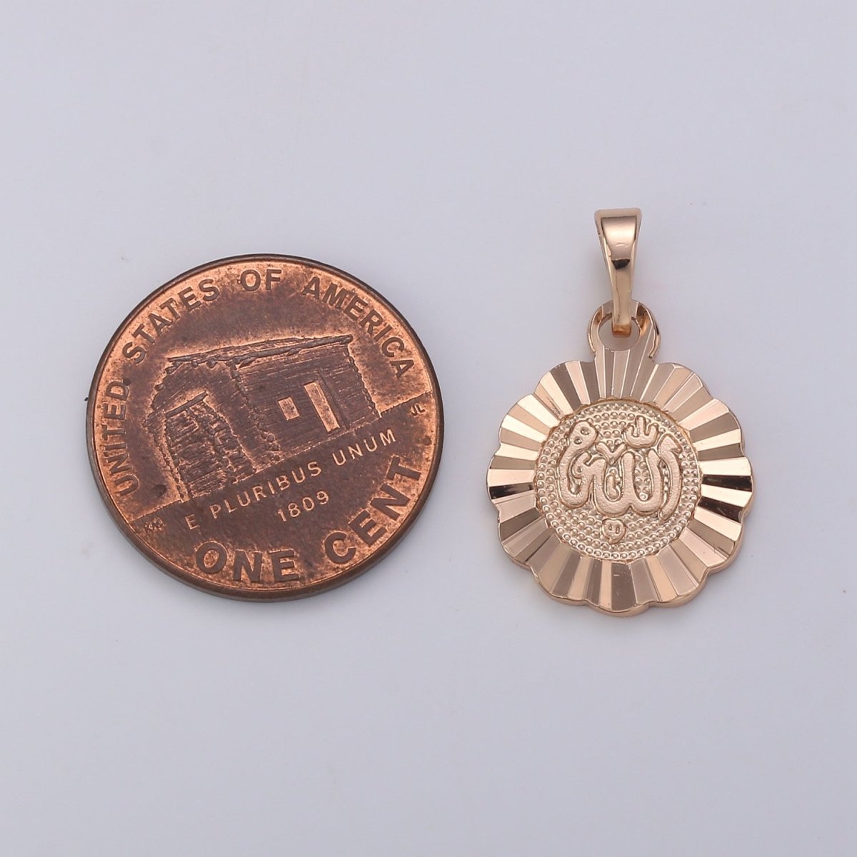 22x14mm Wholesale 18K Gold-Filled Rose Gold Arabic Text Medallion Pendant, Allah Moslem God Pendant for Necklace Bracelet Anklet Making J-179 - DLUXCA